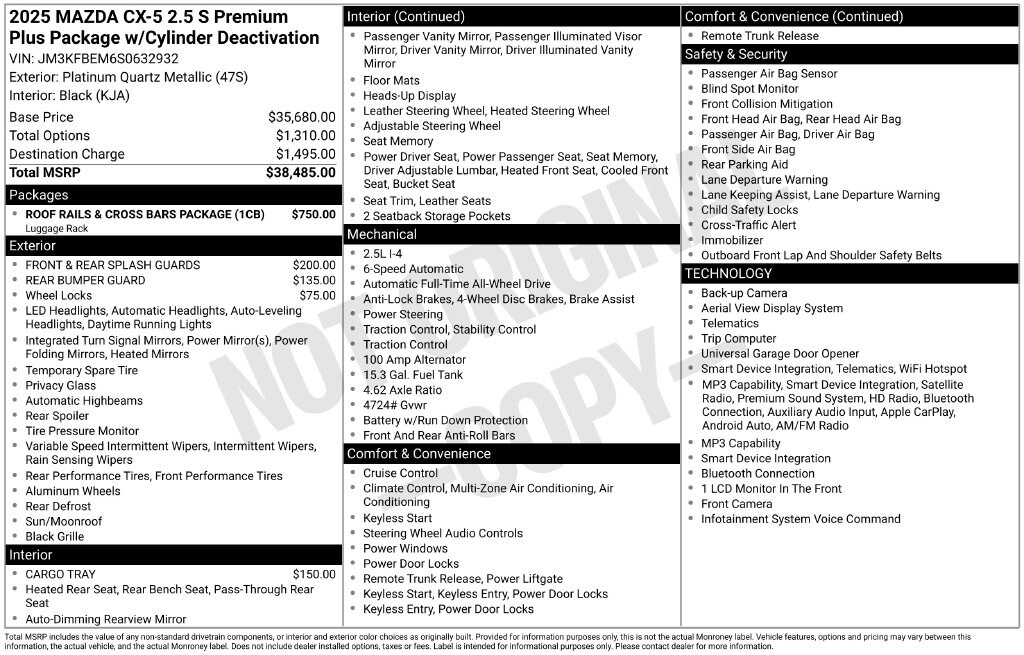 Certified 2025 Mazda CX-5 2.5 S Premium Plus Package SUV