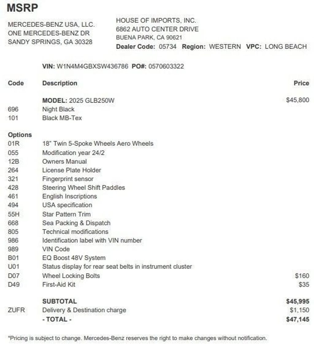 Used 2025 Mercedes-Benz GLB SUV