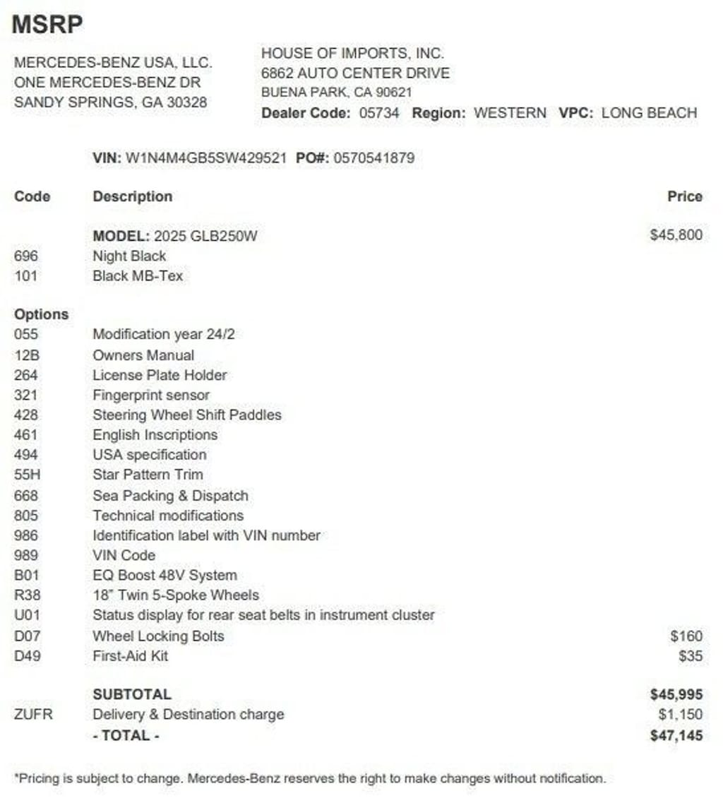 Used 2025 Mercedes-Benz GLB SUV