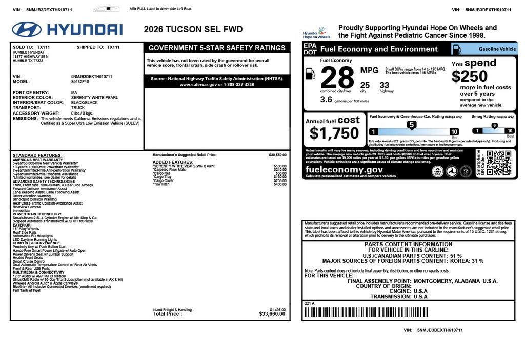 Certified 2026 Hyundai Tucson SEL SUV