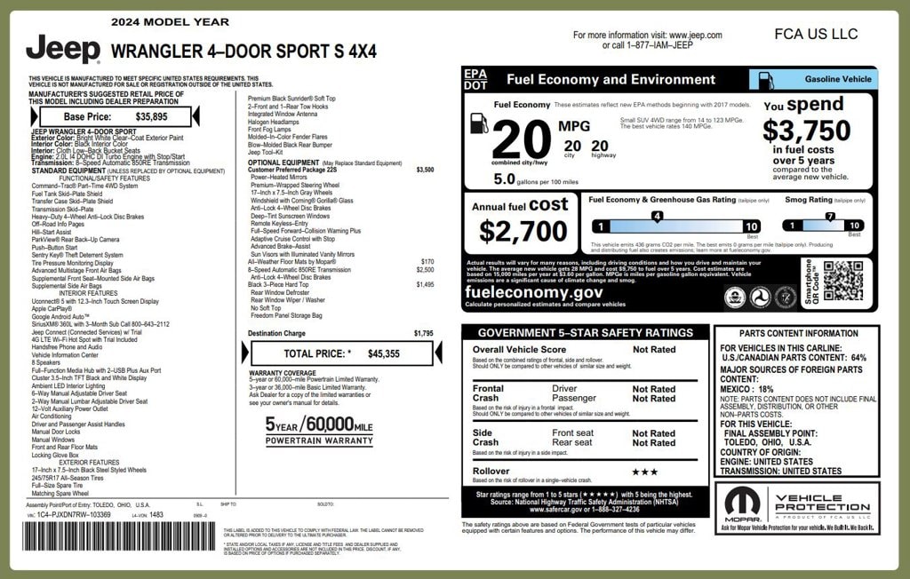 2024 Jeep Wrangler 4-Door Sport S