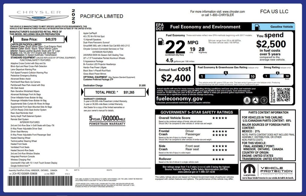 2025 Chrysler Pacifica
