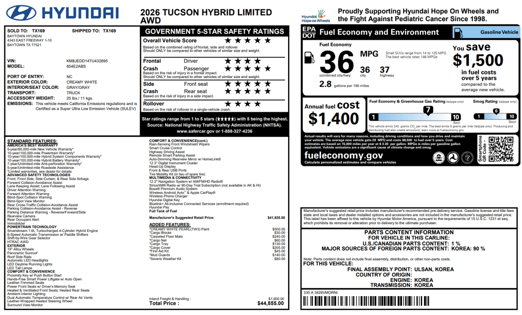 2026 Hyundai Tucson Hybrid Limited SUV