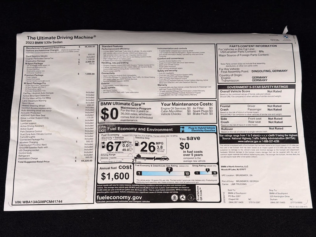 Used 2023 BMW 5 Series 530e iPerformance Sedan