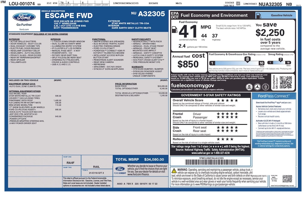 Used 2022 Ford Escape Hybrid SE SUV