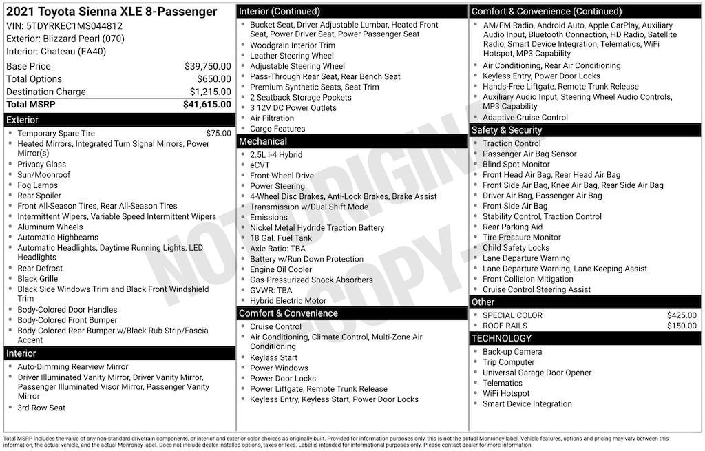 Used 2021 Toyota Sienna XLE Minivan/Van