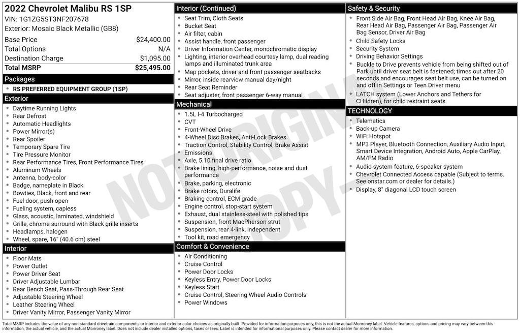 Used 2022 Chevrolet Malibu RS Sedan