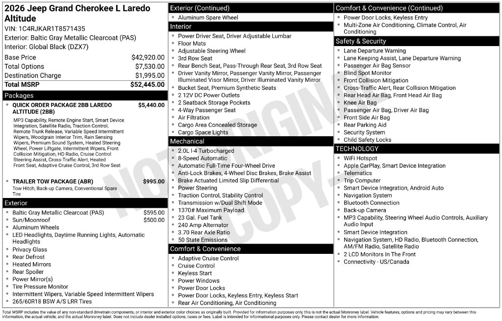 2026 Jeep Grand Cherokee L Laredo