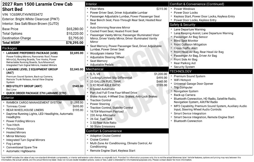 New 2027 Ram 1500 Laramie Pickup