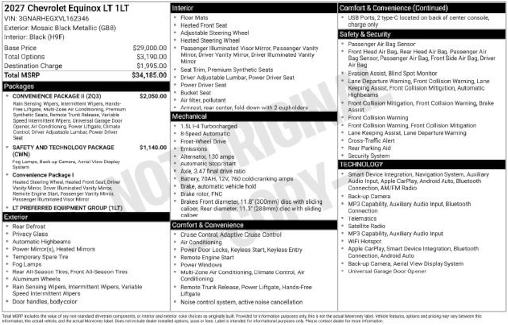 New 2027 Chevrolet Equinox LT SUV