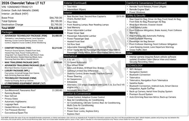 2026 Chevrolet Tahoe LT - Photo 38