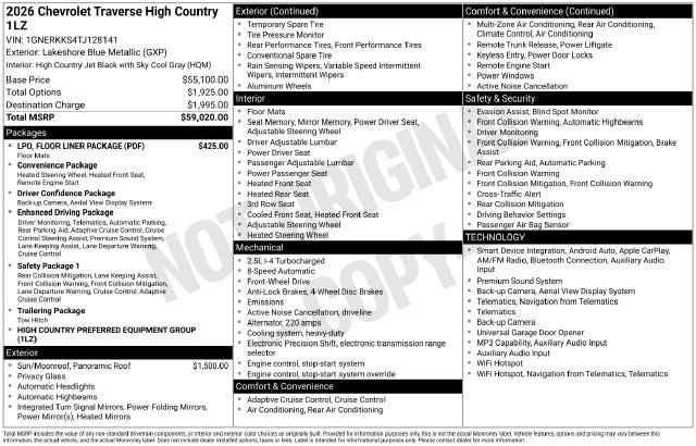 2026 Chevrolet Traverse High Country - Photo 36