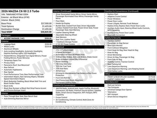 New 2026 Mazda CX-50 2.5 Turbo AWD Sport Utility