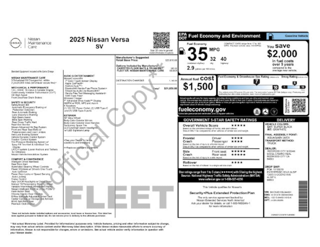 Used 2025 Nissan Versa 1.6 SV Sedan