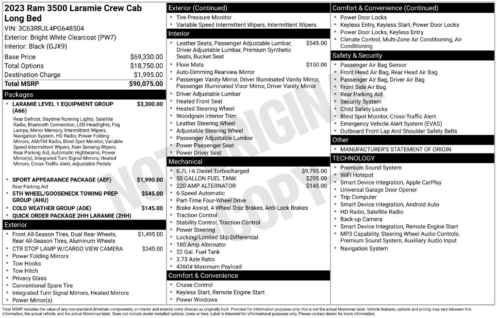 Used 2023 Ram 3500 Laramie Crew Cab 4x4 8 Box Truck