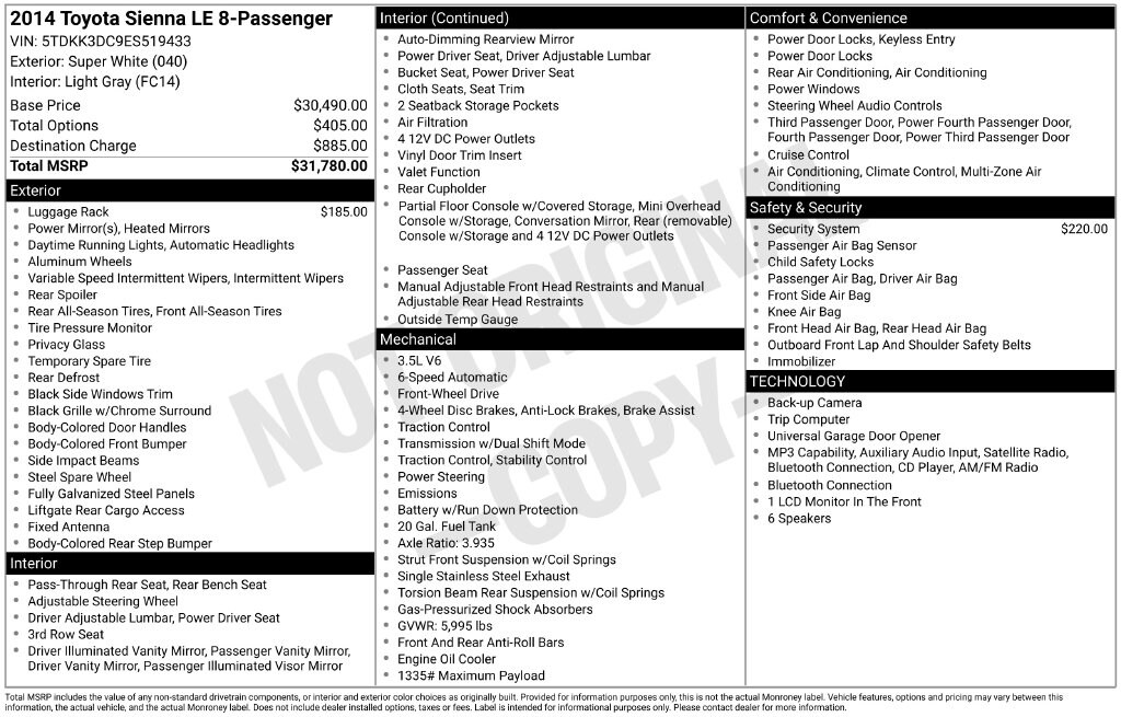 Used 2014 Toyota Sienna LE Minivan/Van