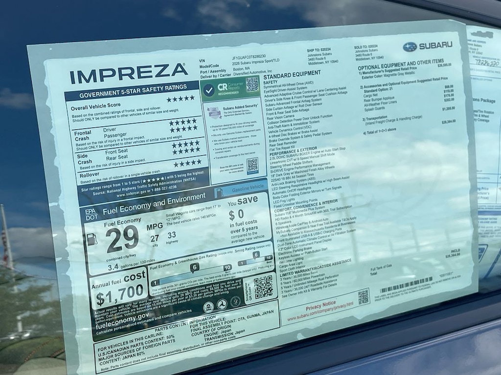 New 2026 Subaru Impreza Sport 5-Door