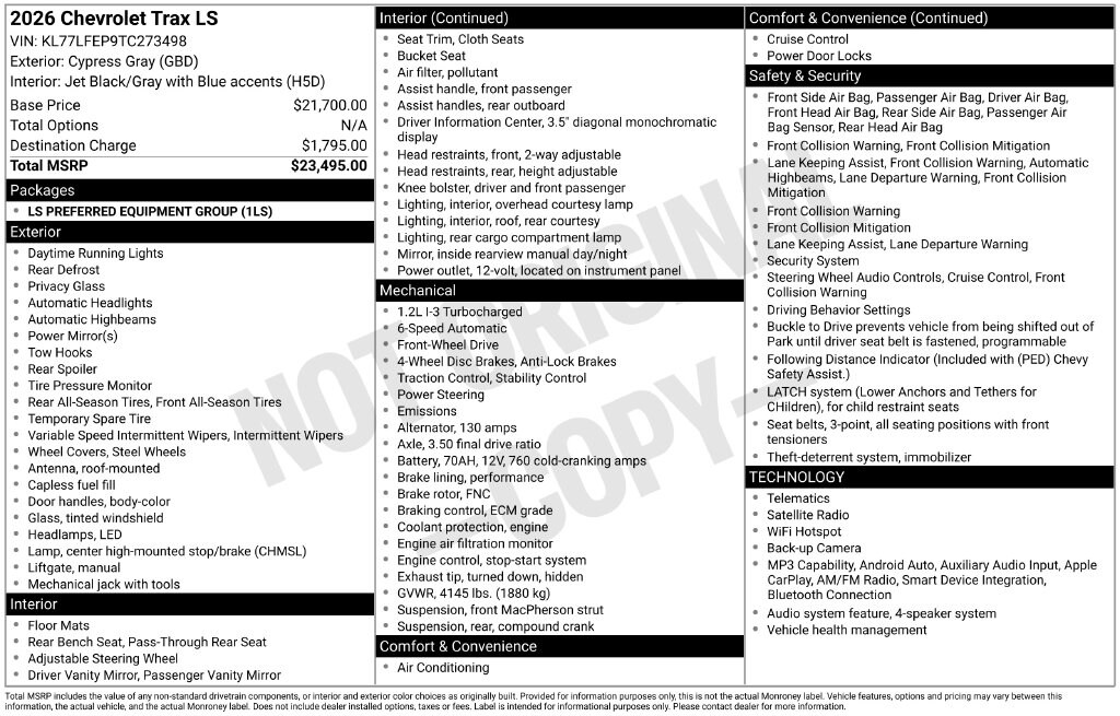 New 2026 Chevrolet Trax LS SUV