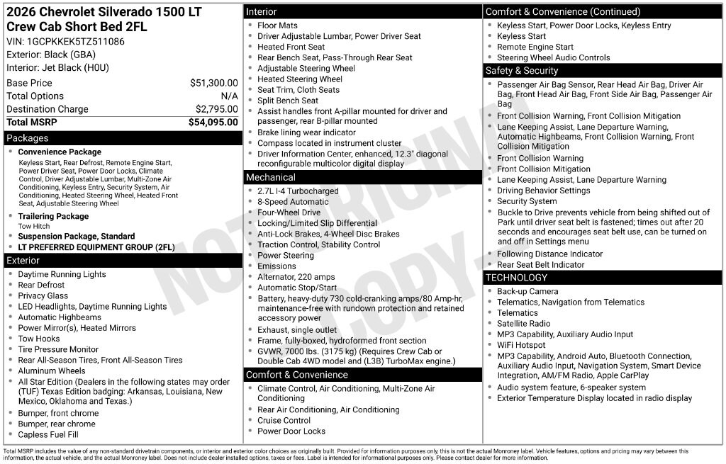 New 2026 Chevrolet Silverado 1500 LT Truck