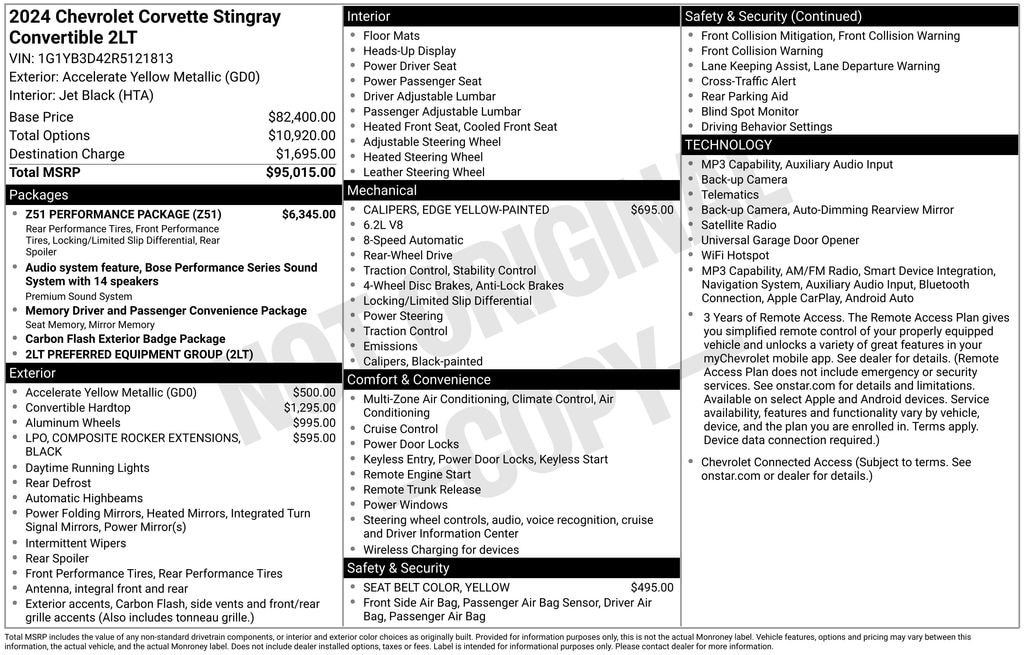 Used 2024 Chevrolet Corvette Stingray Convertible