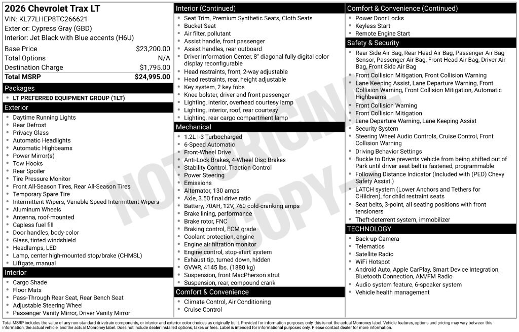 New 2026 Chevrolet Trax LT SUV