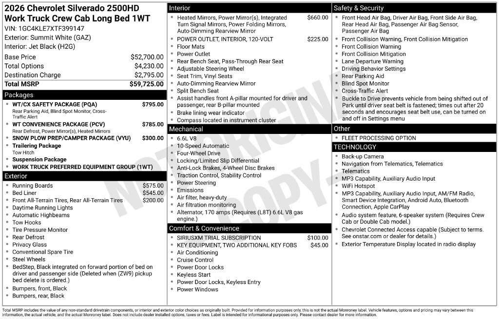 New 2026 Chevrolet Silverado 2500HD Work Truck Truck