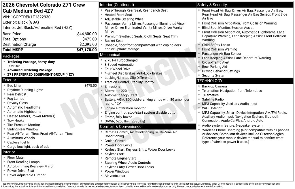 New 2026 Chevrolet Colorado Z71 Truck