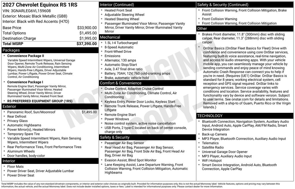 New 2027 Chevrolet Equinox RS SUV