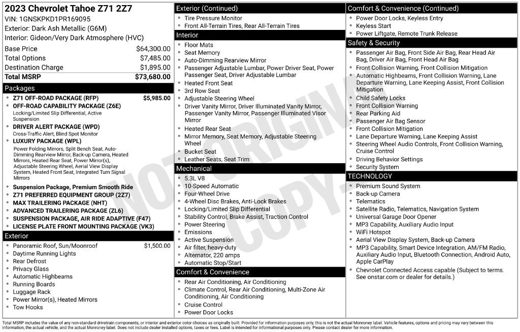 Used 2023 Chevrolet Tahoe Z71 SUV