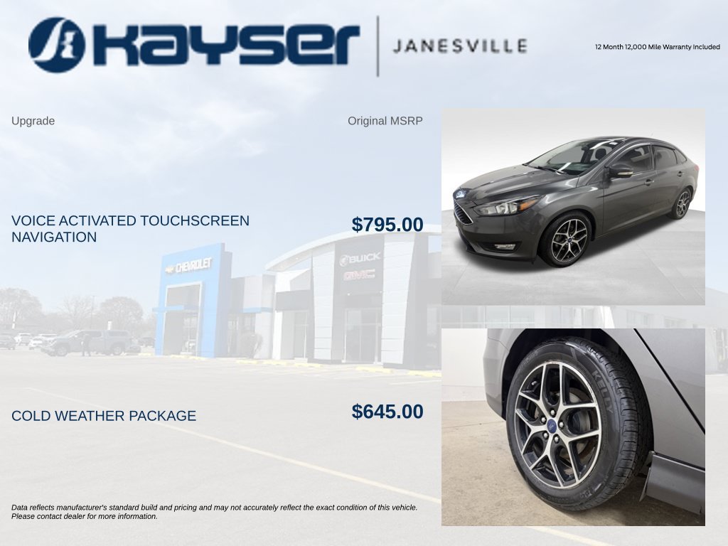 Used 2017 Ford Focus SEL with VIN 1FADP3H29HL323354 for sale in Janesville, WI