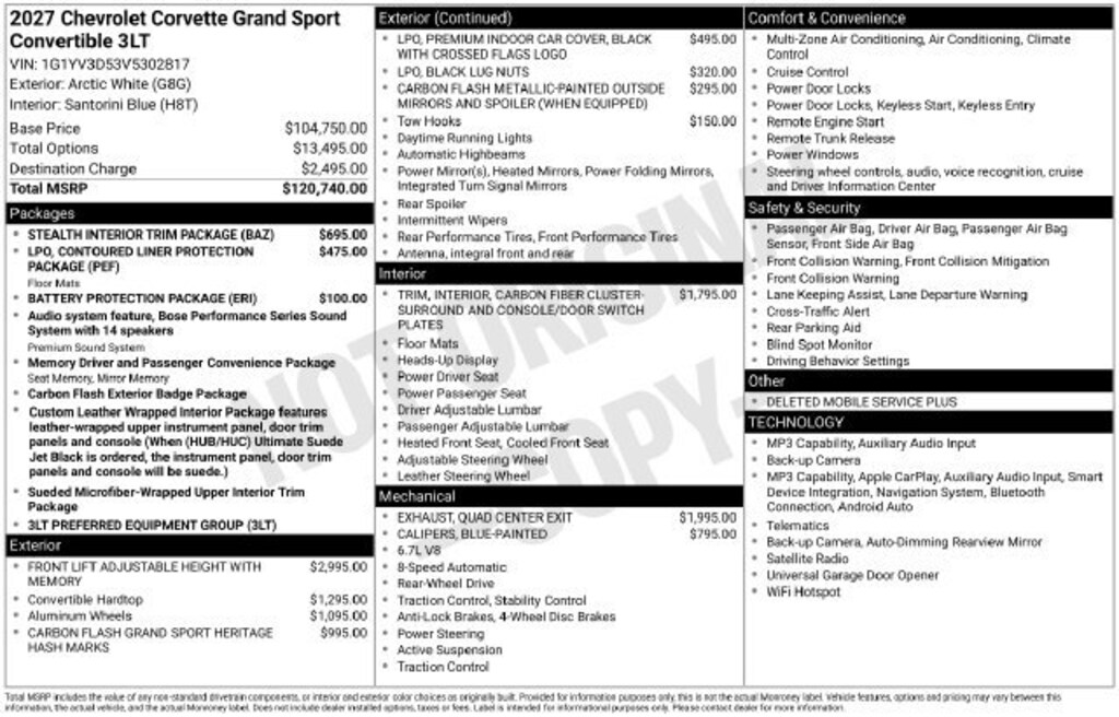 New 2027 Chevrolet Corvette Grand Sport 3LT Convertible