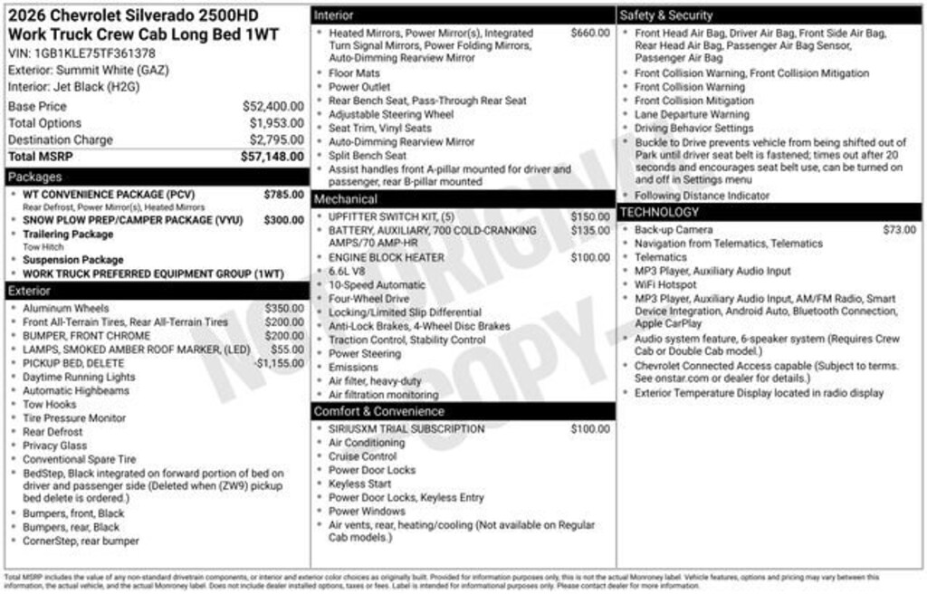 New 2026 Chevrolet Silverado 2500 HD WT Truck