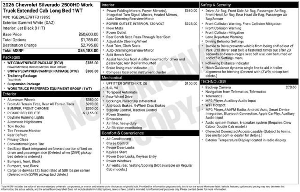 New 2026 Chevrolet Silverado 2500 HD WT Truck
