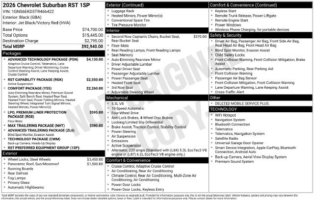 New 2026 Chevrolet Suburban RST SUV