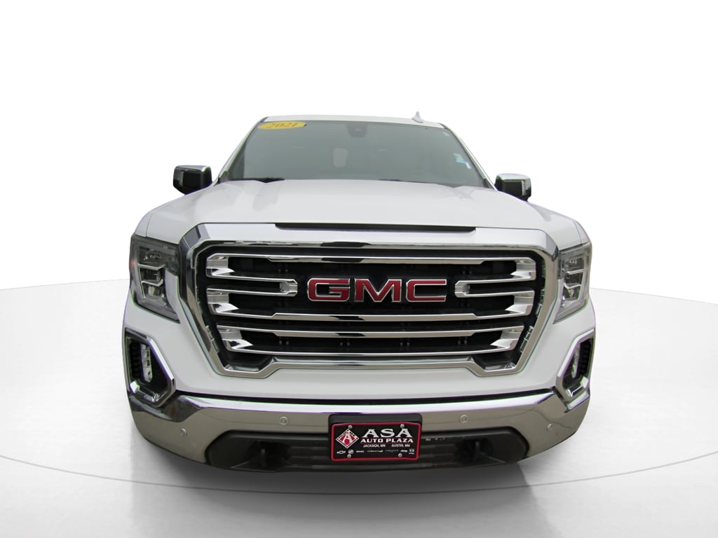 Used 2021 GMC Sierra 1500 SLT with VIN 1GTU9DEL0MZ136289 for sale in Jackson, Minnesota