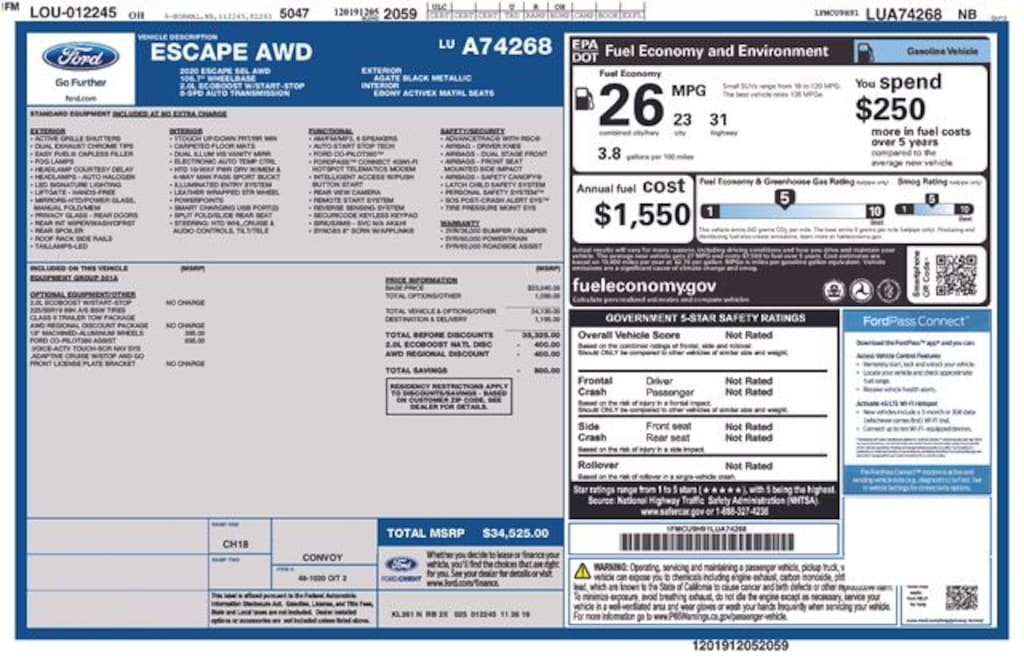 Used 2020 Ford Escape SEL SUV