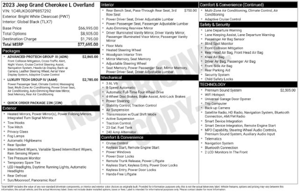 Certified 2023 Jeep Grand Cherokee L Overland SUV