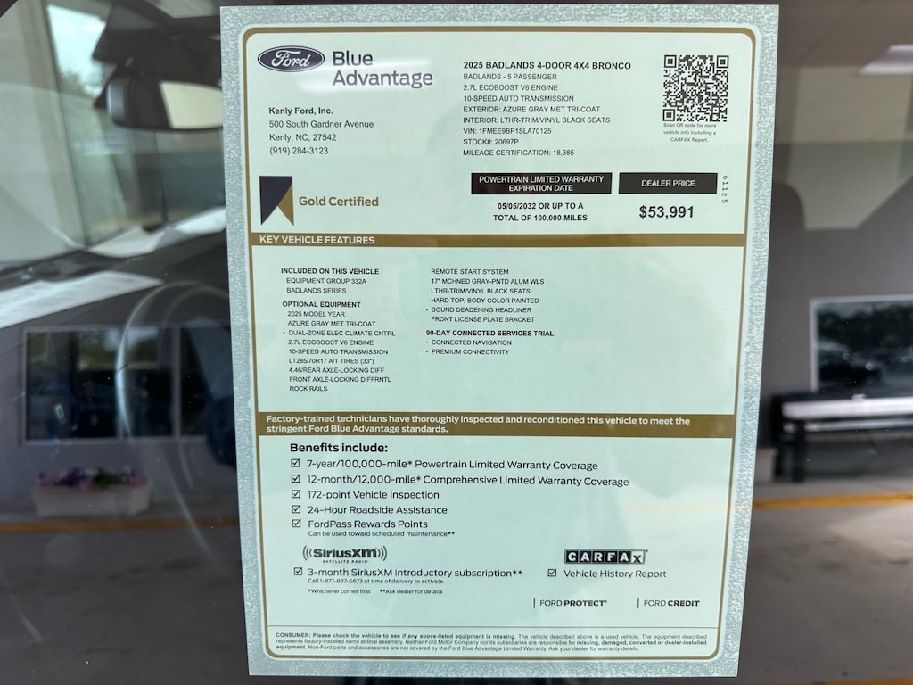 Certified 2025 Ford Bronco Badlands 4x4 Badlands SUV