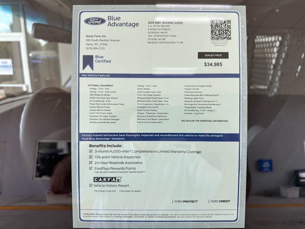 Certified 2025 GMC Savana Work Van 2500 Cargo Van