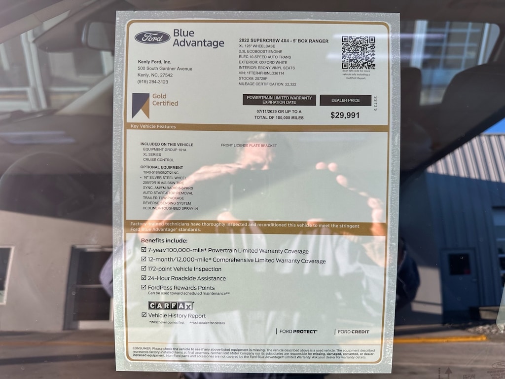Certified 2022 Ford Ranger XL 4x4 XL SuperCrew 5.1 ft. SB