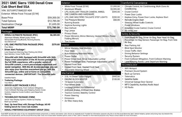 Used 2021 GMC Sierra 1500 Denali Truck Crew Cab