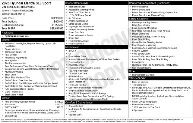 2026 Hyundai Elantra SEL Sport