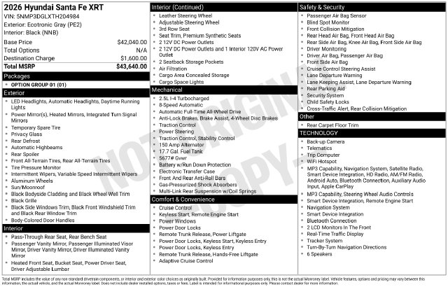 Certified 2026 Hyundai Santa Fe XRT SUV