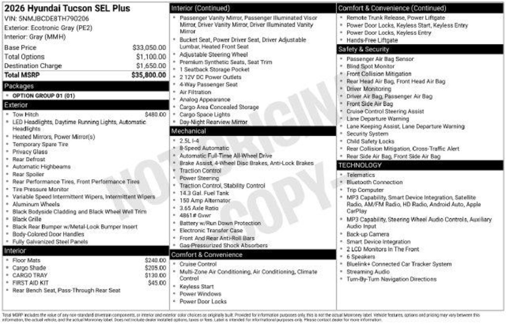 New 2026 Hyundai Tucson SEL Plus SUV