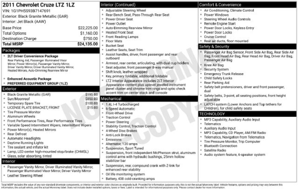 Used 2011 Chevrolet Cruze LTZ Sedan
