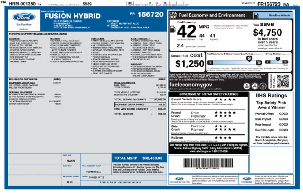 Used 2015 Ford Fusion Hybrid SE Sedan
