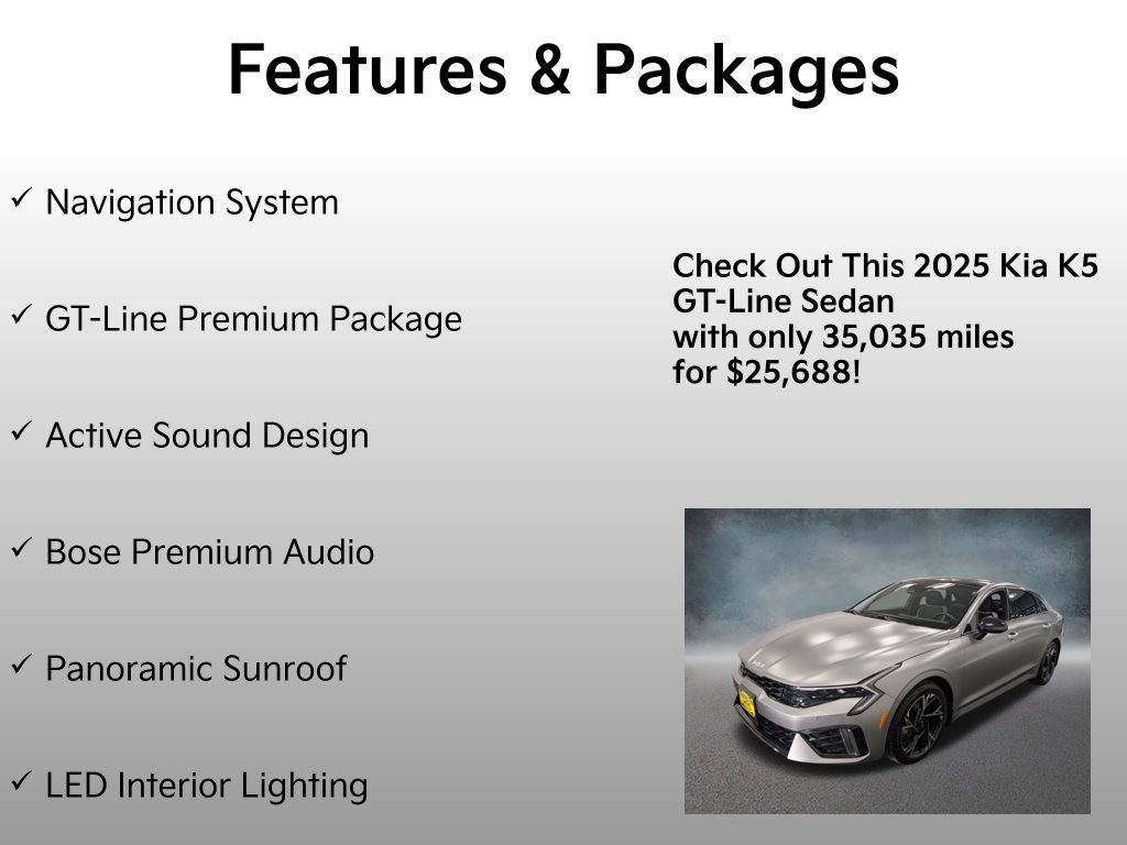 Certified 2025 Kia K5 GT-Line Sedan