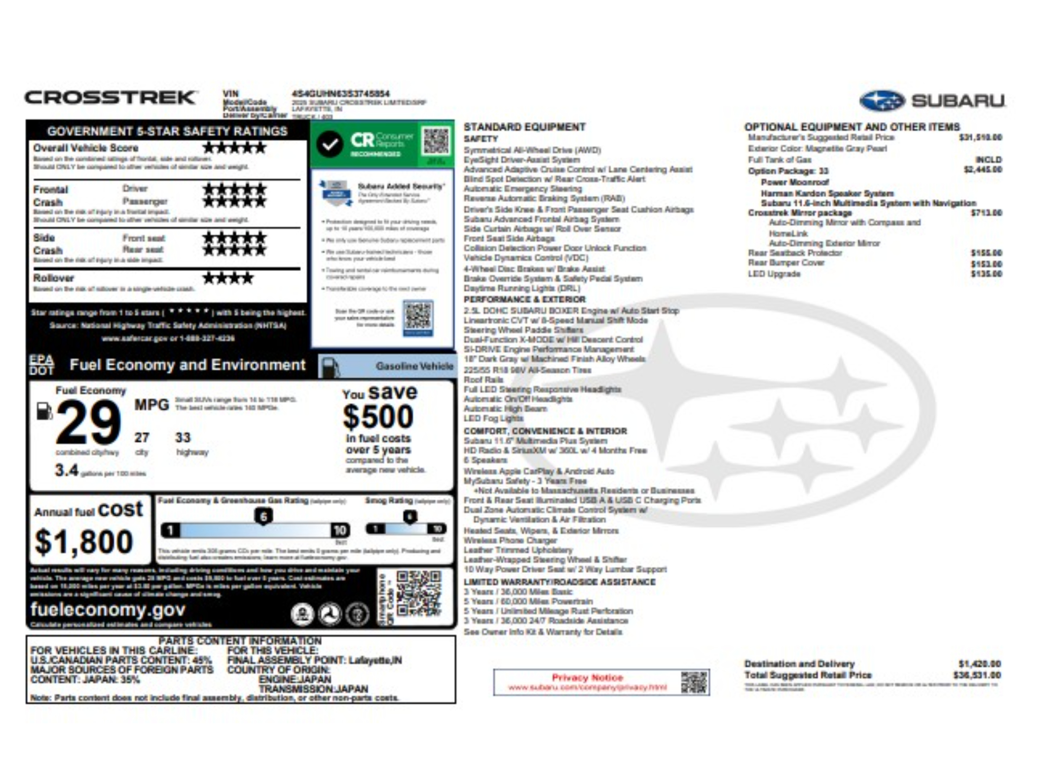 Used 2025 Subaru Crosstrek Limited SUV
