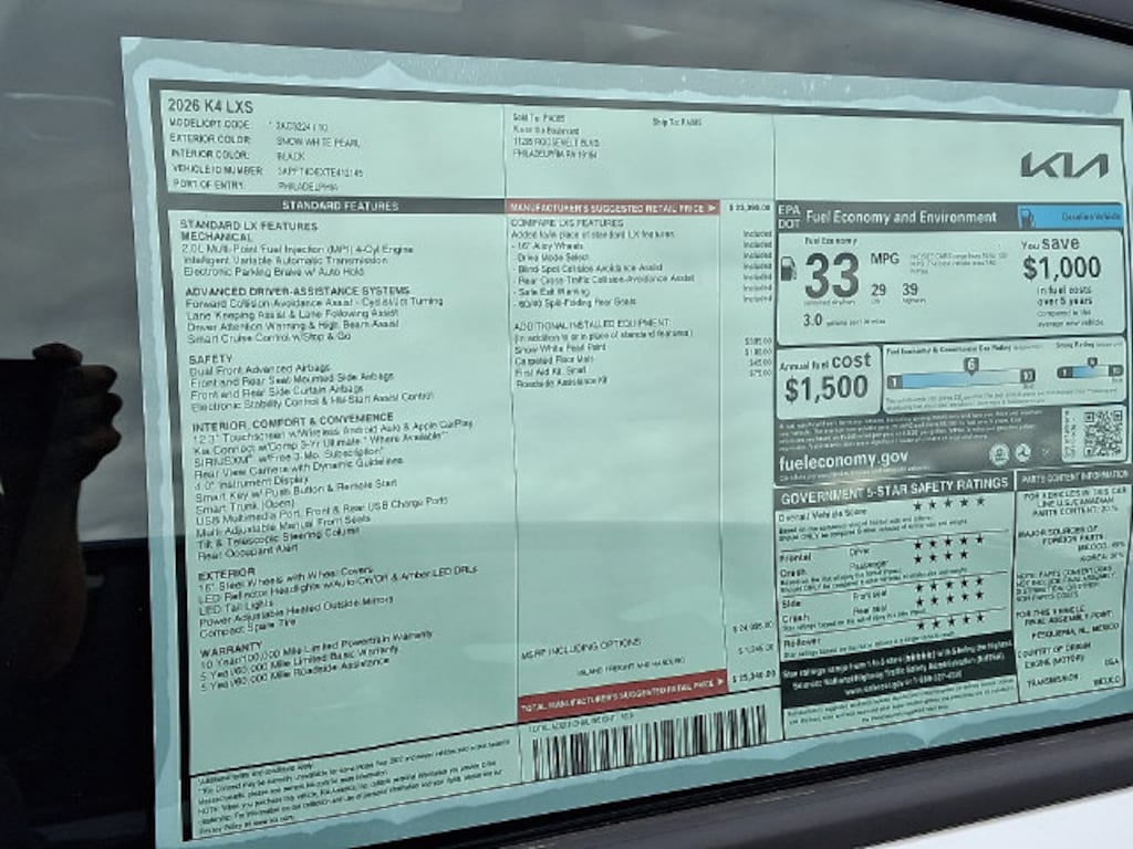 New 2026 Kia K4 LXS Sedan