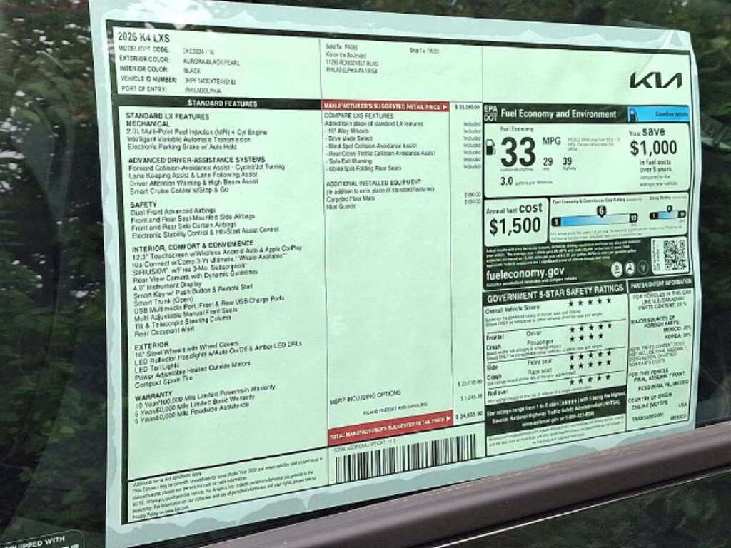 New 2026 Kia K4 LXS Sedan